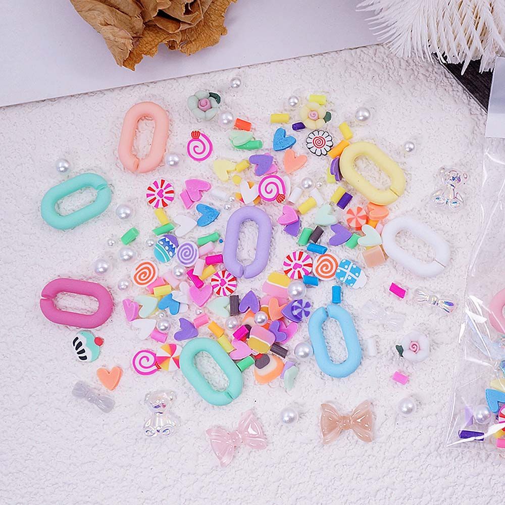 [Hàng mới về] Túi phụ kiện hình vòng khoá/nơ/trái tim 3D trong suốt màu kẹo ngọt trang trí móng nghệ thuật