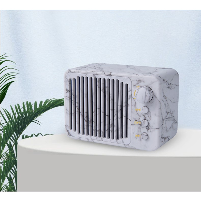 Loa Bluetooth Mini Không Dây Bass Mạnh Mẽ Họa Tiết Đá Cẩm Thạch Phong Cách Retro