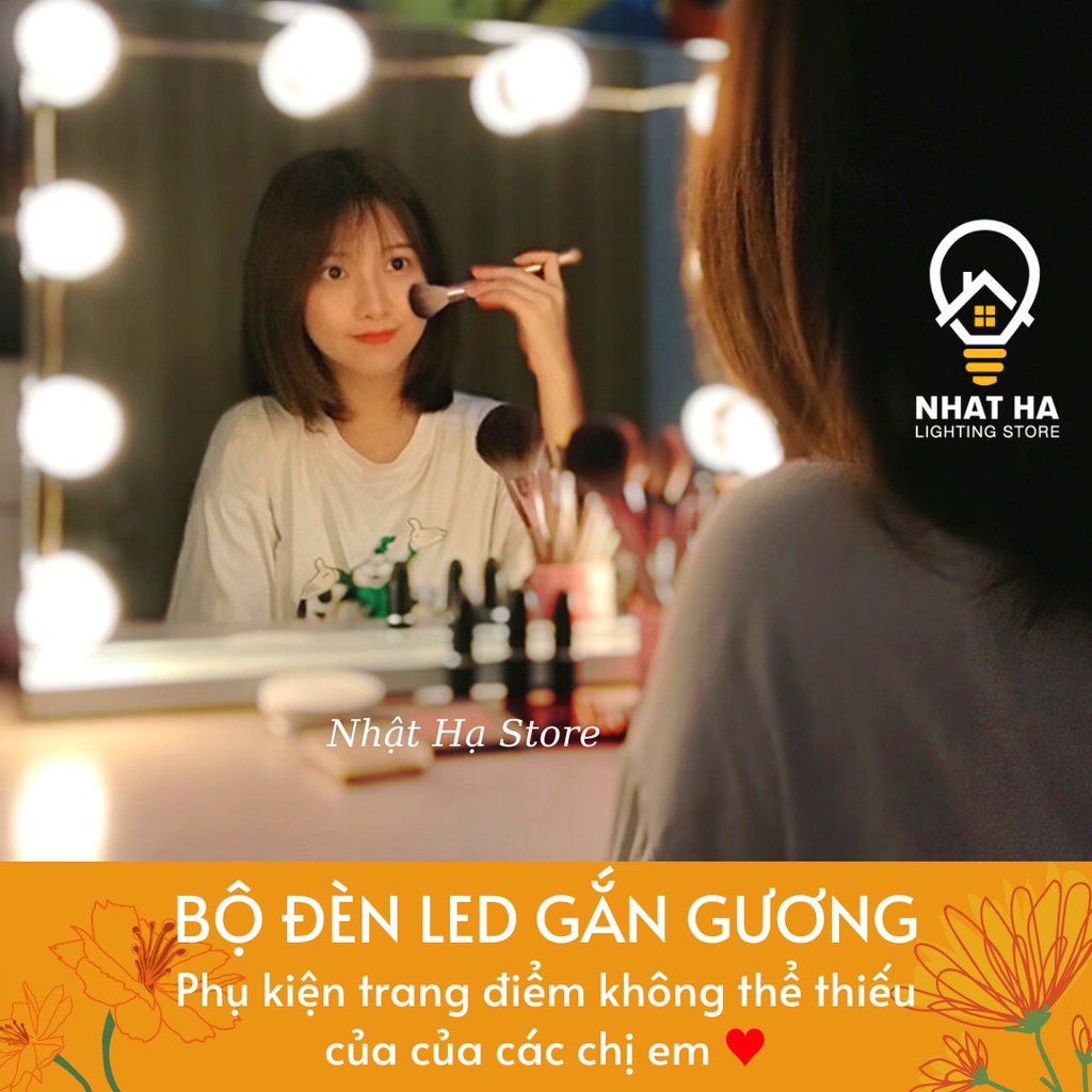 Đèn Led Gắn Gương Bàn Trang Điểm, Đèn Led Dán Trang Trí Gương BL031 Bộ 10 Bóng - Tăng Giảm Ánh Sáng 5 Chế Độ