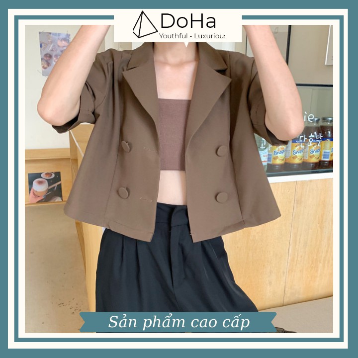 Áo Blazer Nữ Ngắn Tay [CAO CẤP] Dáng Ngắn Phối 2 Nút Mẫu Mới Áo Vest Nữ Khoác Ngoài DOHA STORE | BigBuy360 - bigbuy360.vn