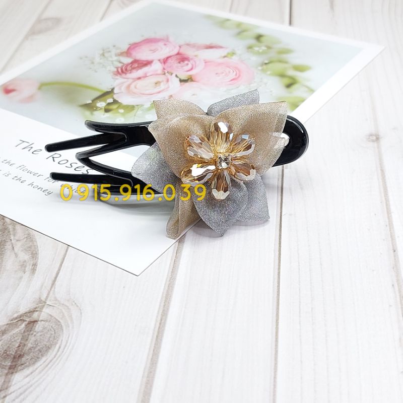 Kẹp Tóc Mỏ Vịt Đính Hoa và Đá Nhân Tạo. Kẹp tóc cao cấp