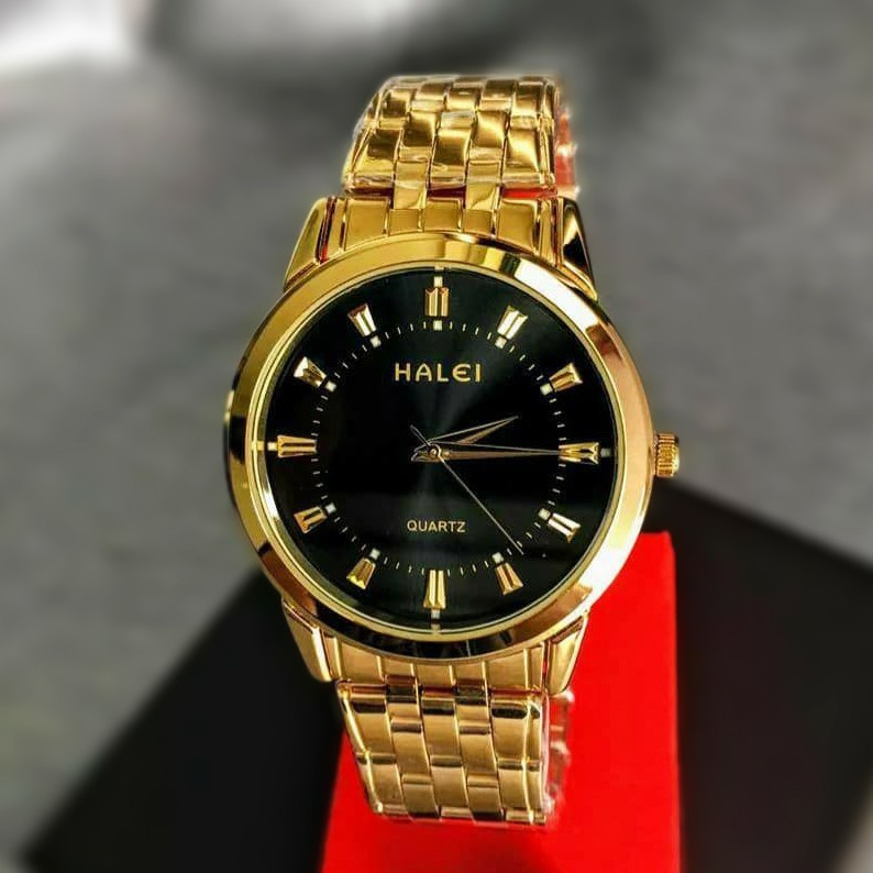 Đồng Hồ Nam Nữ HALEI H1d Dây Vàng Mặt Đen, Khung Thép Cao Cấp Lịch Lãm Sang Trọng [SIÊU GIẢM GIÁ] | BigBuy360 - bigbuy360.vn