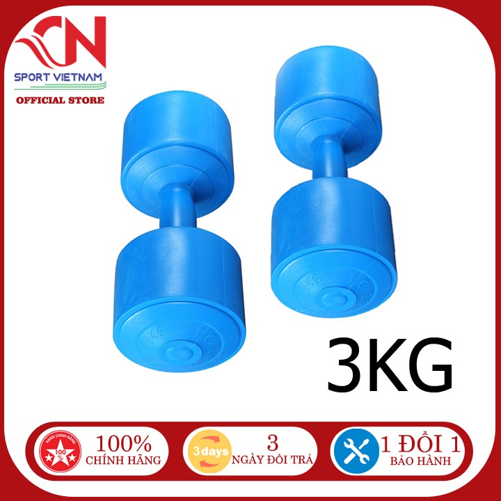 Bộ 2 Tạ tay 3kg nhựa cao cấp tập gym tập thể dục