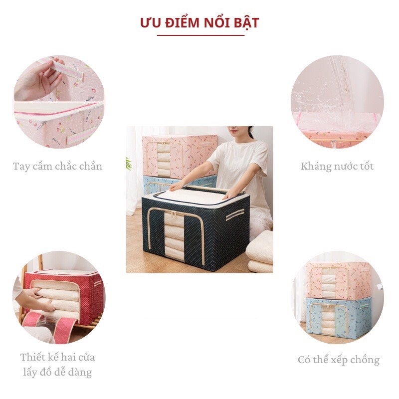 [NGĂN NẮP-GỌN GÀNG] Hộp đựng quần áo , chăn màn, đồ dùng đa năng tiện lợi, kết hợp khung thép chắc chắn