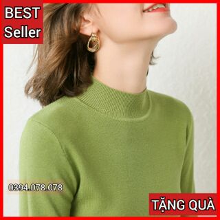 [ Kèm ảnh thật] - Áo len nữ dệt kim cổ cao 3cm ( Hàng Quảng Châu)