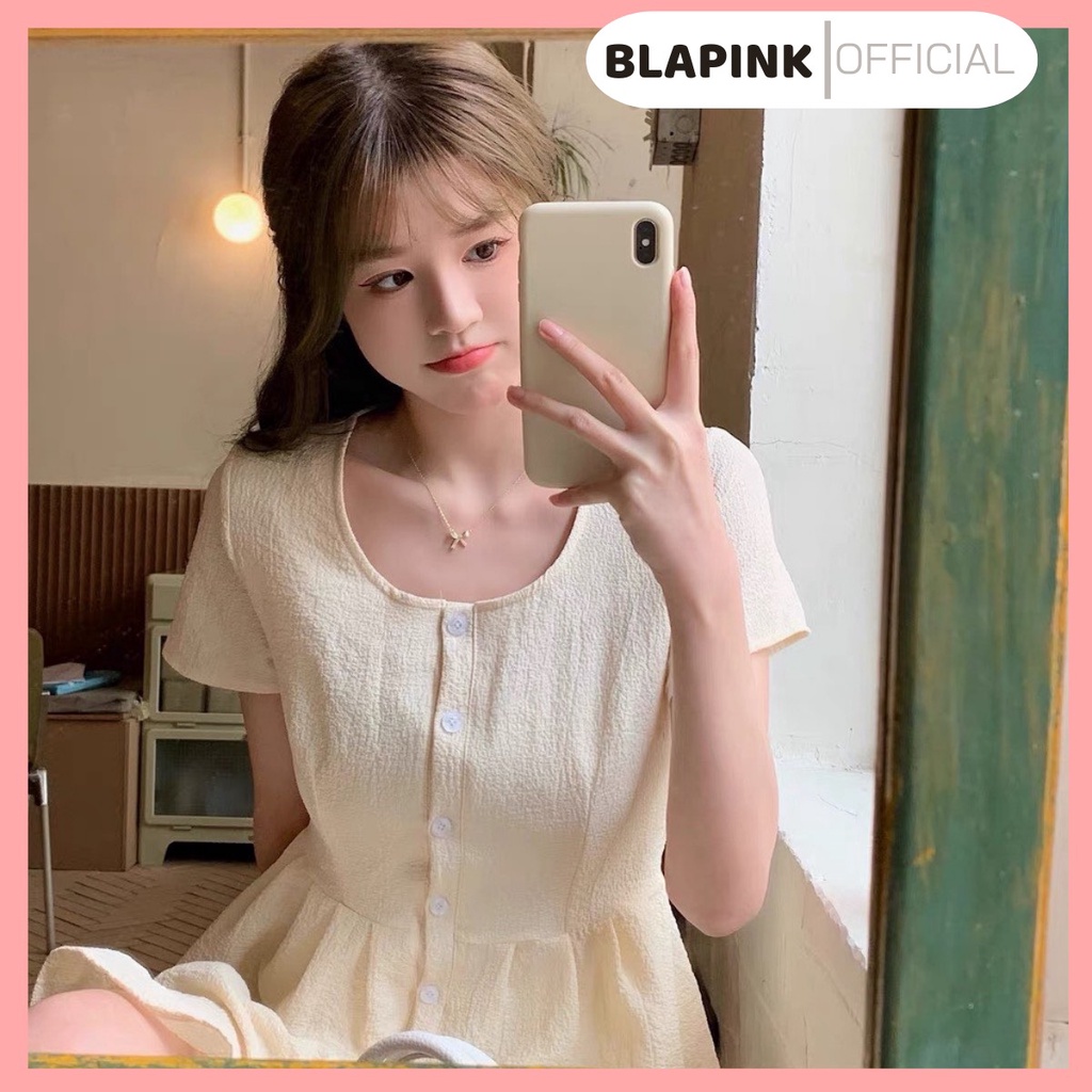 Váy Vintage Babydoll Blapink Cổ Vuông Nàng Ther Dịu Dàng
