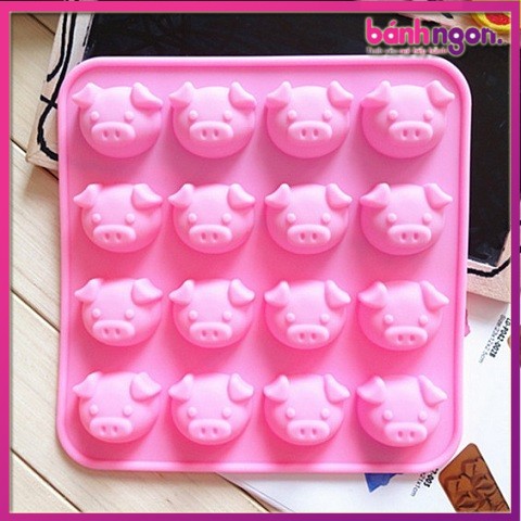 Khuôn Silicon Làm Thạch, Socola 16 Hình Heo