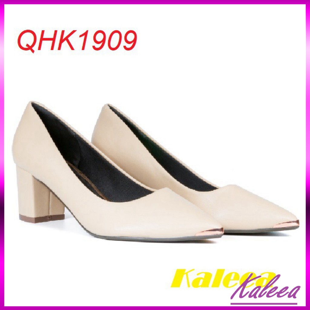 HOT 2021 Giày cao gót 5p  - Kaleea QHK1909 - Giày cao gót nữ cao cấp gót trụ mũi bọc đồng -LV
