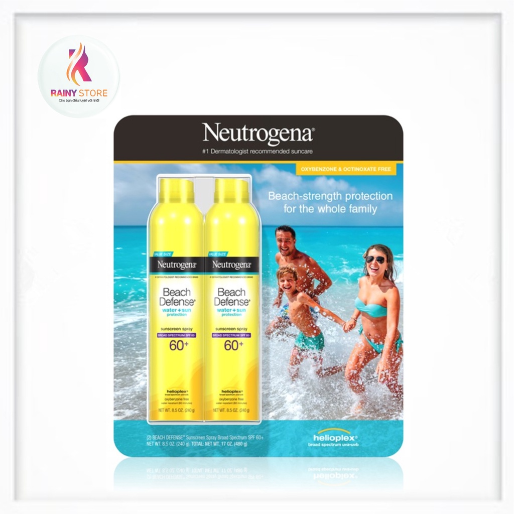Xịt chống nắng đi biển Neutrogena Beach Defense Sunscreen SPF60 240g