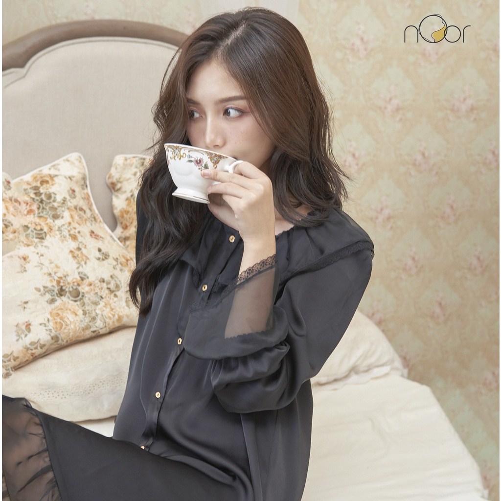 Váy Ngủ Lụa Ren Tay Dài Tiểu Thư Glamis Thương Hiệu nOor - NV522