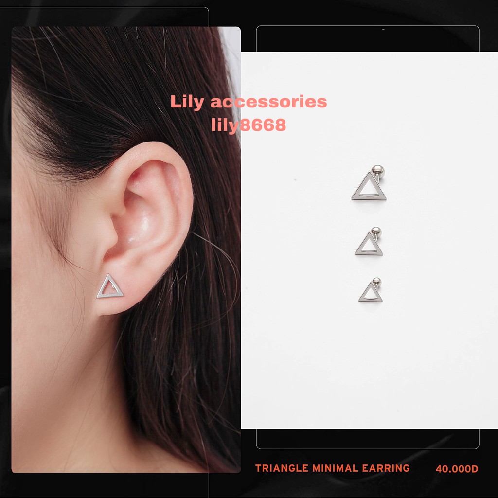 Triangle Minimal Earring khuyên tai titan tam giác không gỉ không đen không dị ứng nam nữ Uniex