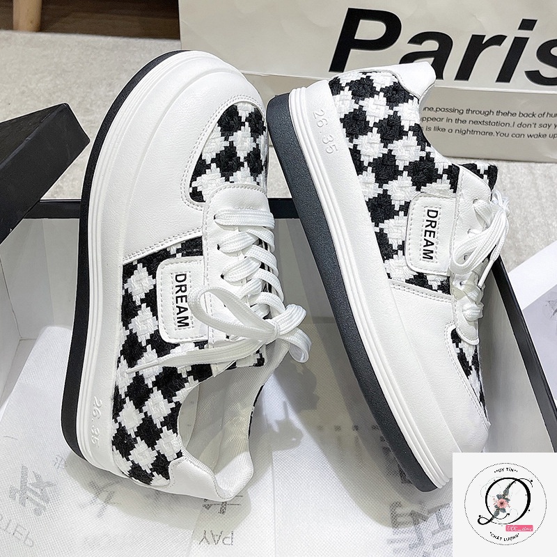 Giày thể thao nữ Ulzzang 💥ẢNH THẬT 💥 giày sneaker thiết kế họa tiết CARO hot 2022