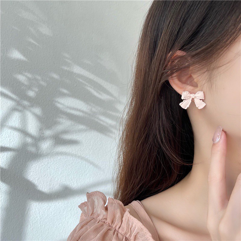 📛 RẺ VÔ ĐỊCH 📛 BÔNG TAI NƠ HỒNG XINH XẮN PHONG CÁCH TIỂU THƯ