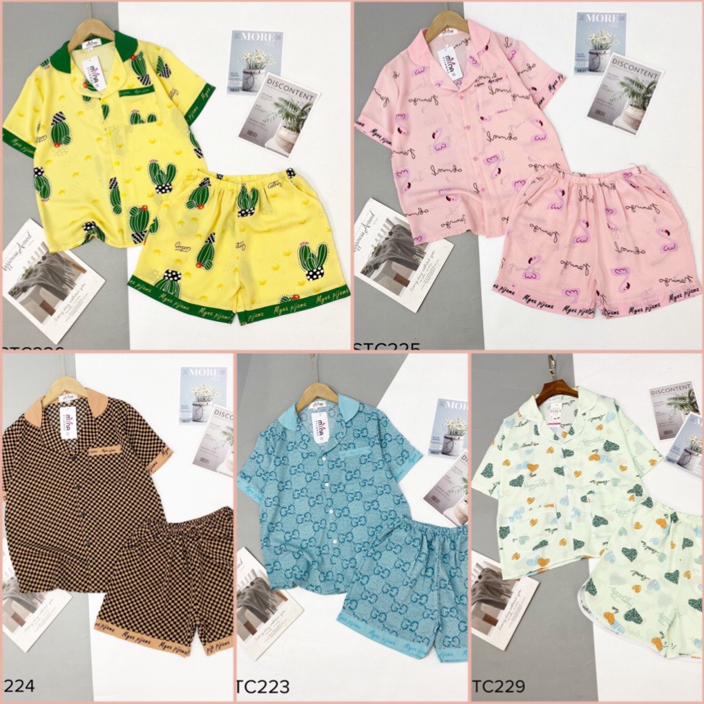 Bán Sỉ Lẻ SLL Pijama Lụa Satin Cao Cấp Mềm Mịn Thấm Hút Mồ Hôi - Bộ Mặc Nhà Cộc Đùi Thiết Kế Tay Dơi Xinh Xắn