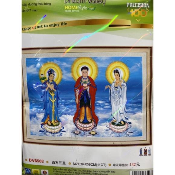 Tranh thêu Chữ thập Tam Thế Phật   Dream valley mẫu mới  DV6503 (85*60) chưa thêu | BigBuy360 - bigbuy360.vn