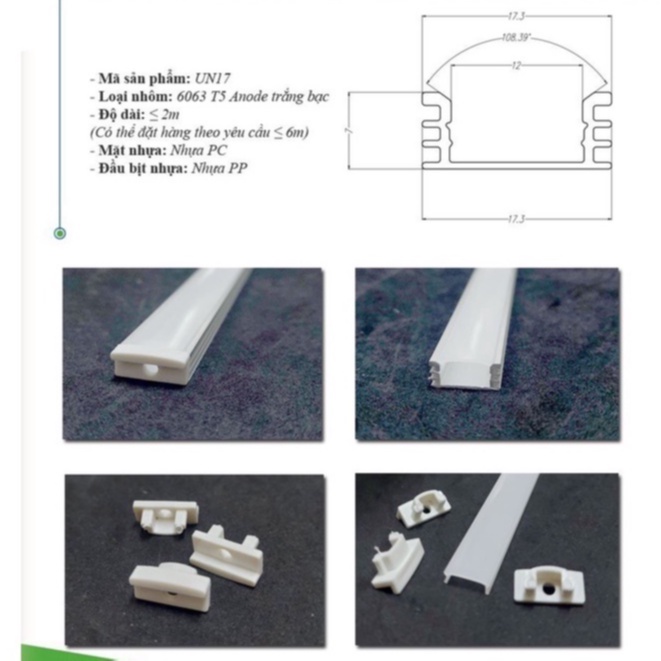 Thanh nhôm định hình LED, máng nhôm dùng cho LED dán, LED 12V trang trí nội thất