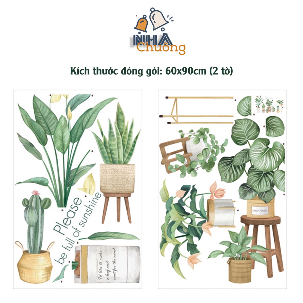 Decal dán tường Hàn Quốc trang trí nhà cửa mẫu cây hoa lá khổ lớn C79