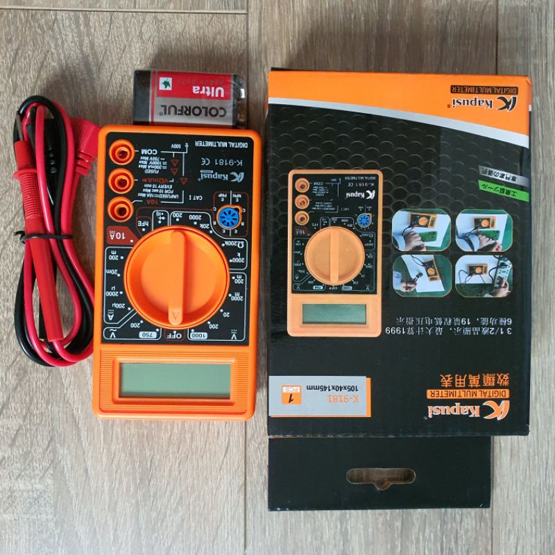 Đồng hồ vạn năng hãng Kapusi Nhật Bản K-9181 dùng đo điện AC, DC có tặng kèm 1 bút thử điện, Bảo hành 12 tháng