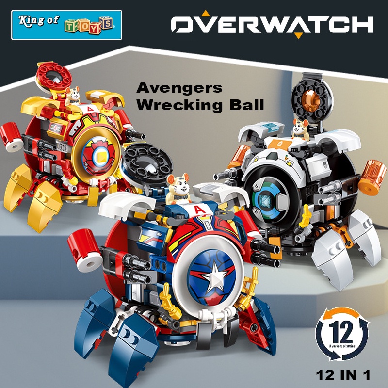 Đồ Chơi Lắp Ráp Phát Triển Trí Tuệ Mô Hình Overwatch Avengers Wrecking Ball 12in1 Với 227 PCS