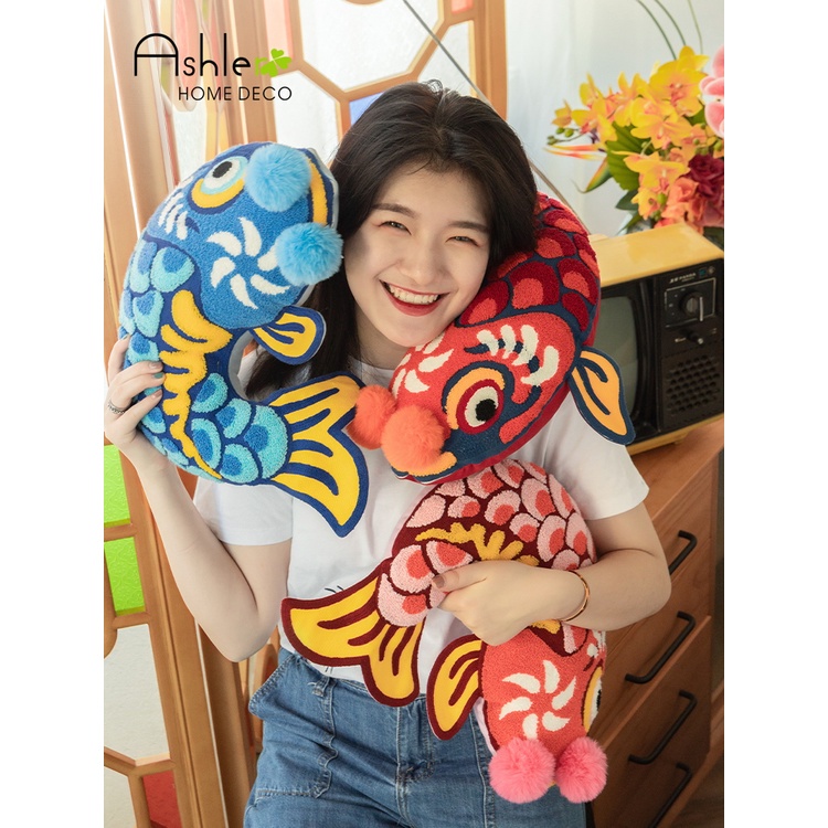 ✟✗Joy Gối Tựa Lưng Thêu Hình Sư Tử Nhảy Múa Truyền Thống Trung Hoa Trang Trí Ghế sofa / Xe Hơi / Tiệc Cưới