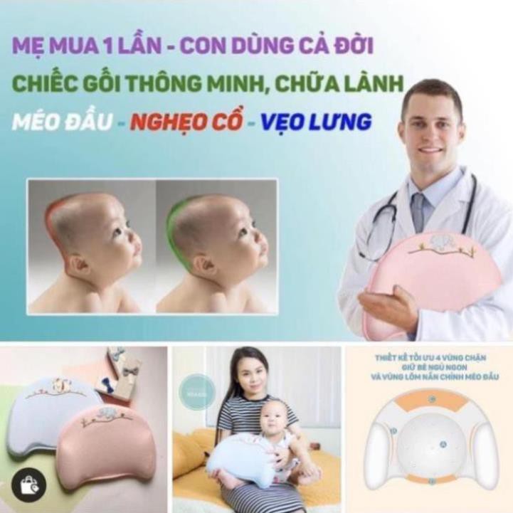 Gối Cao Su Non, Gối Chống Bẹp Đầu, Méo Đầu, Nghẹo Cổ Cho Trẻ Sơ Sinh