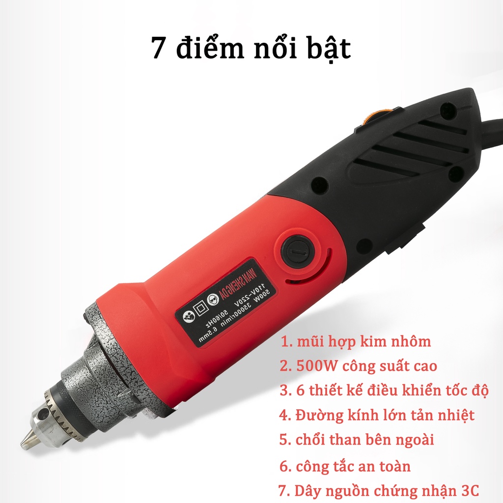 Máy khoan đa năng 500W 6 tốc độ Máy mài cầm tay,máy mài chai , máy khoan cắt,Máy mài khuôn mài khắc cầm tay đa năng mini