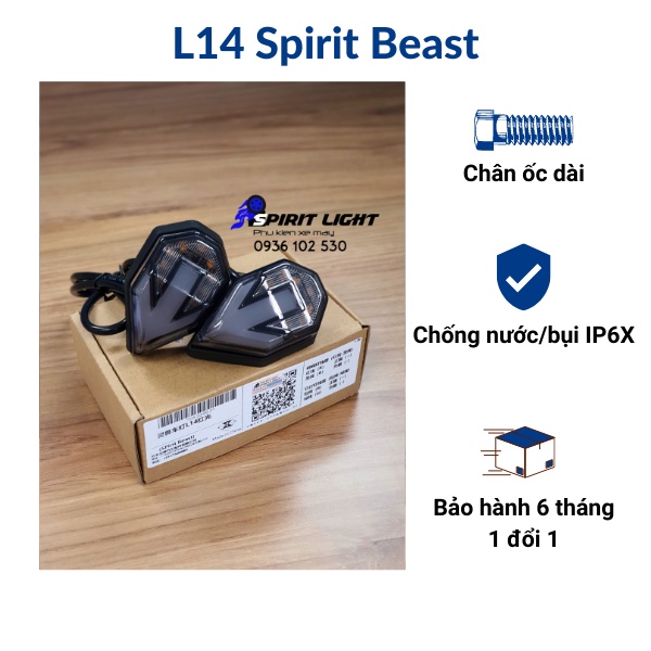 Xi nhan led mũi tên Spirit Beast L14 ốc dài chính hãng độ WinnerX, Vario, Click, Winner X, R15, GSX, Bandit, mô tô PKL