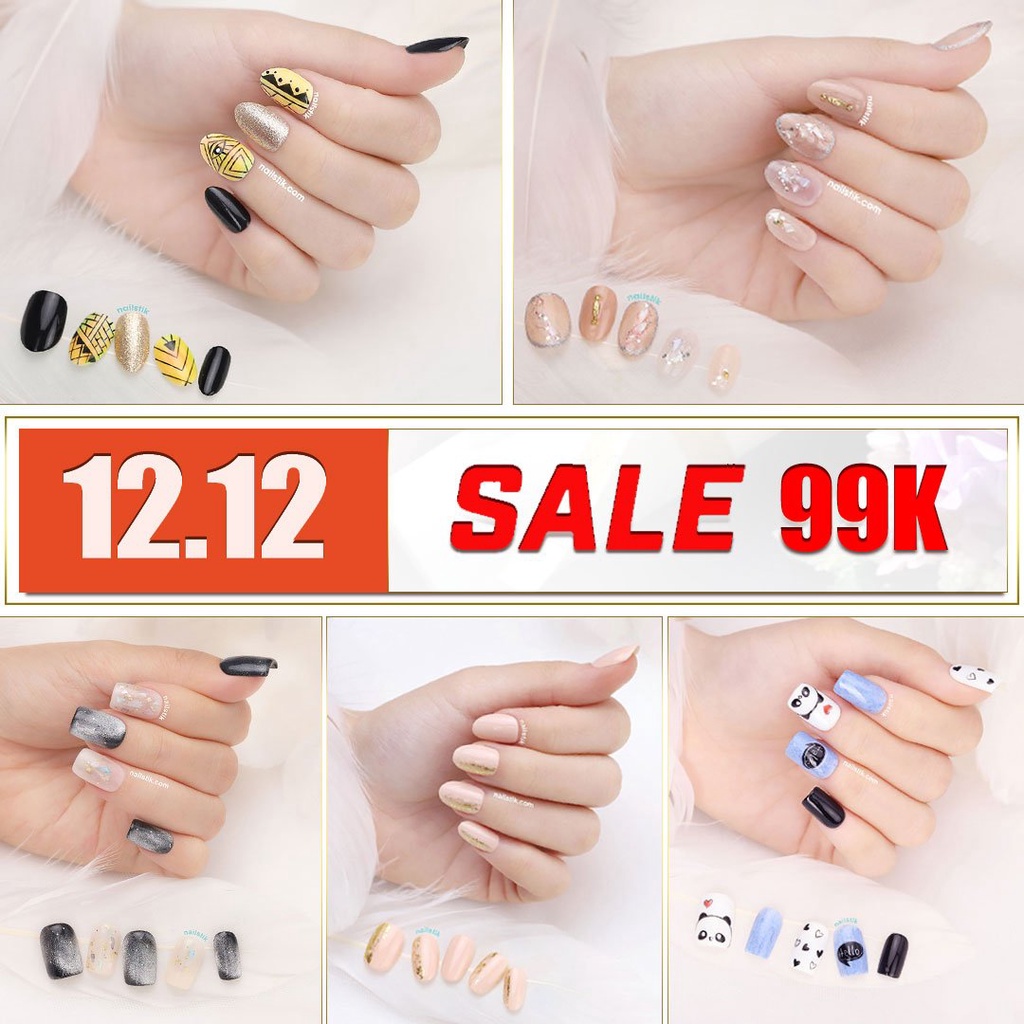 [SALE 99K] NAIL XINH ĐÓN LỄ- MÓNG DÁN NAILSTIK CAO CẤP FORM NGẮN