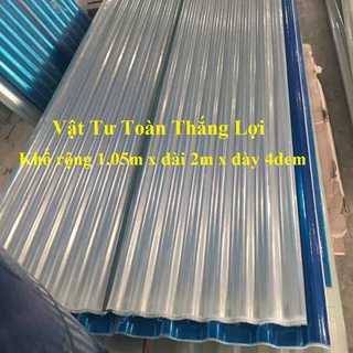 ( Khổ rộng 1.05m x dài 2m x 4 dem ) Tôn nhựa dạng sóng màu trắng mờ lấy ánh sáng che mưa