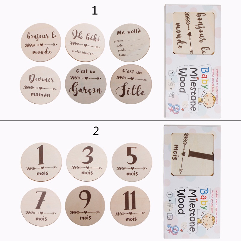 Set 6 Tấm Thẻ Đánh Dấu Cột Mốc Phát Triển Theo Tháng Làm Phụ Kiện Chụp Ảnh Cho Bé Sơ Sinh