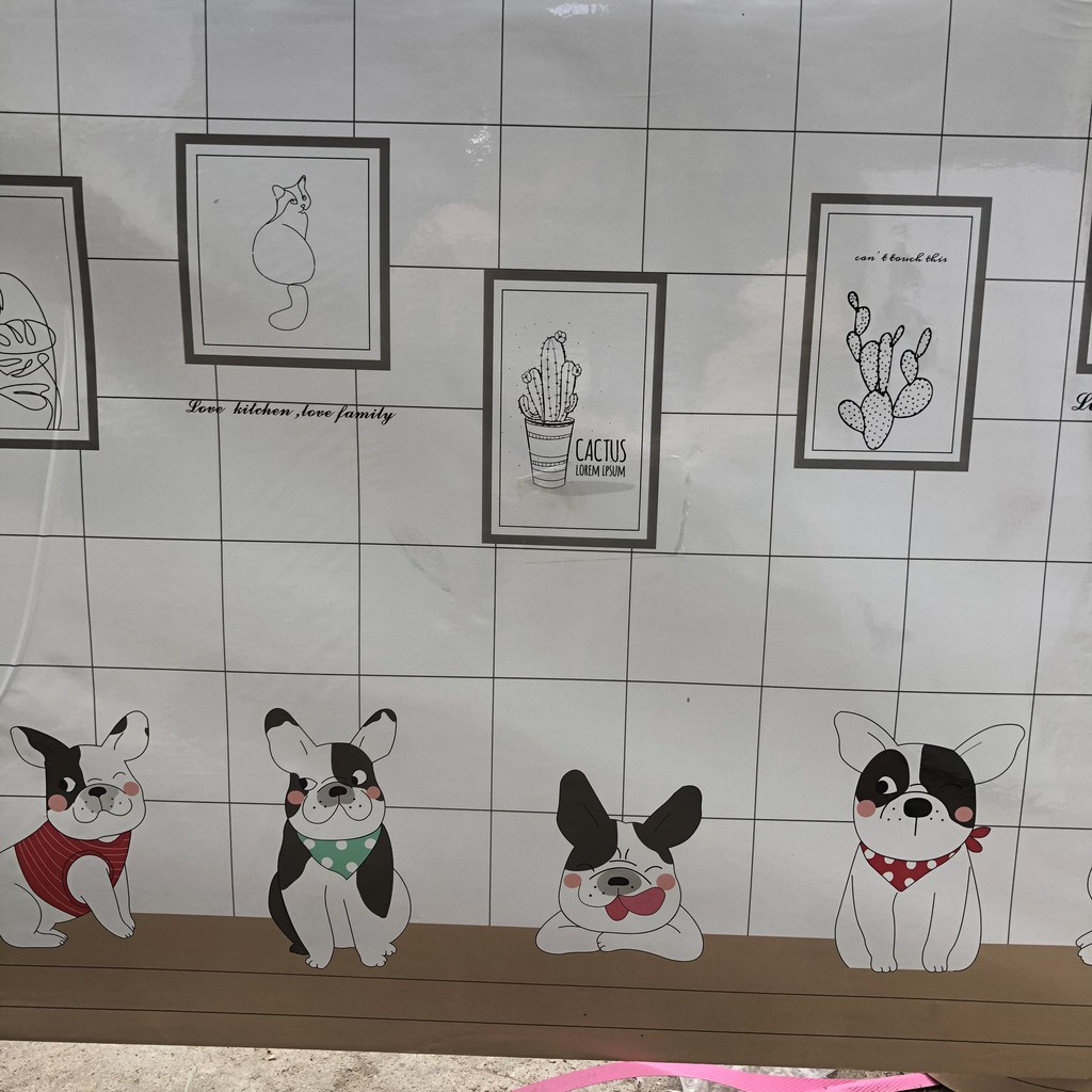 Decal dán bếp tráng nhôm ĐÀN CHÓ CƯNG khổ rộng 60cm ( giá bán 1 mét dài tới )