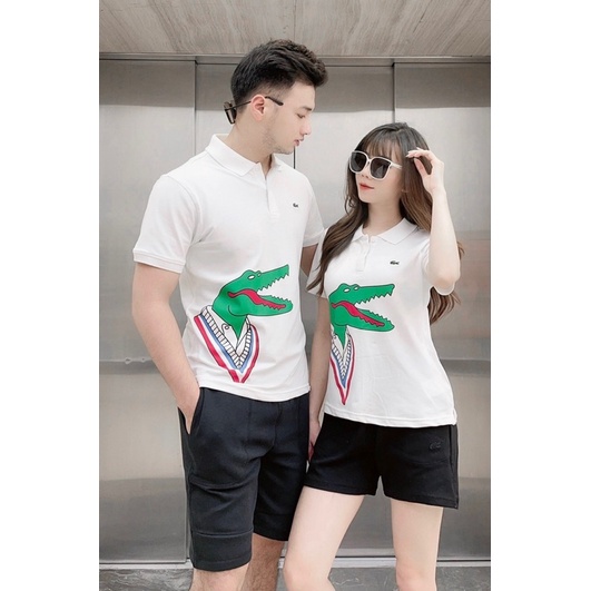 Bộ thể thao hè bộ đồ đôi nam nữ LST logo cá sấu chất cotton cam kết hàng chuẩn đẹp