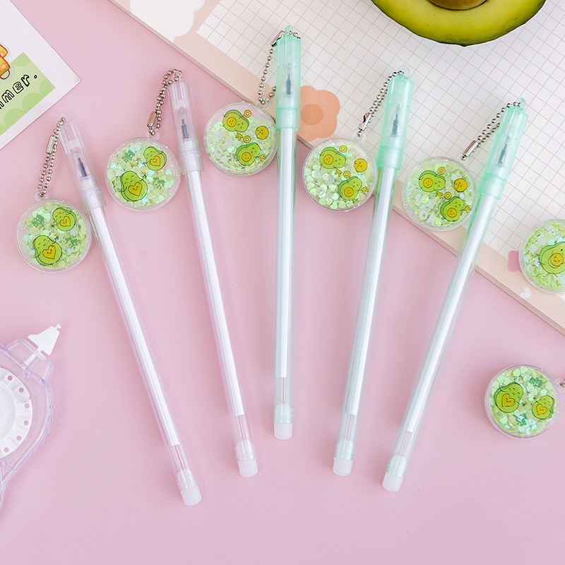 Set 12 Cây Bút Gel Tẩy Xóa Đươc nắp bút tòn ten dễ thương (mix nhiều mẫu)