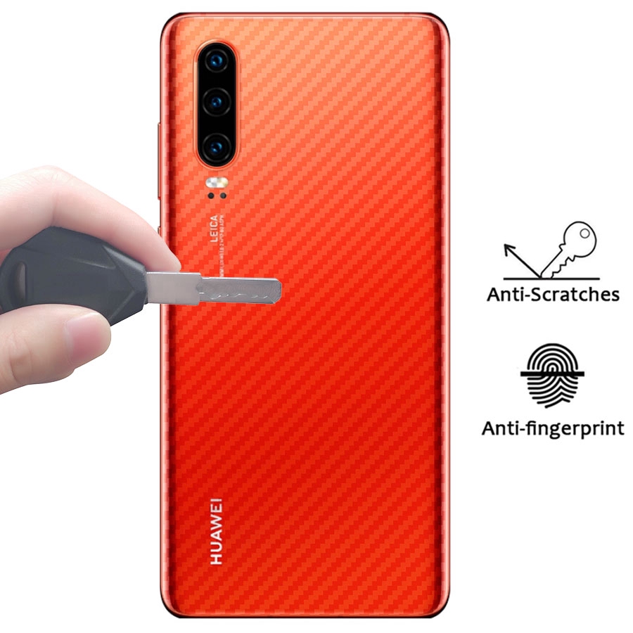 Miếng dán bảo vệ mặt sau điện thoại trong suốt bằng sợi carbon 3D cho Huawei P20 P30 Pro Nova 5T 4 4e 3 3i