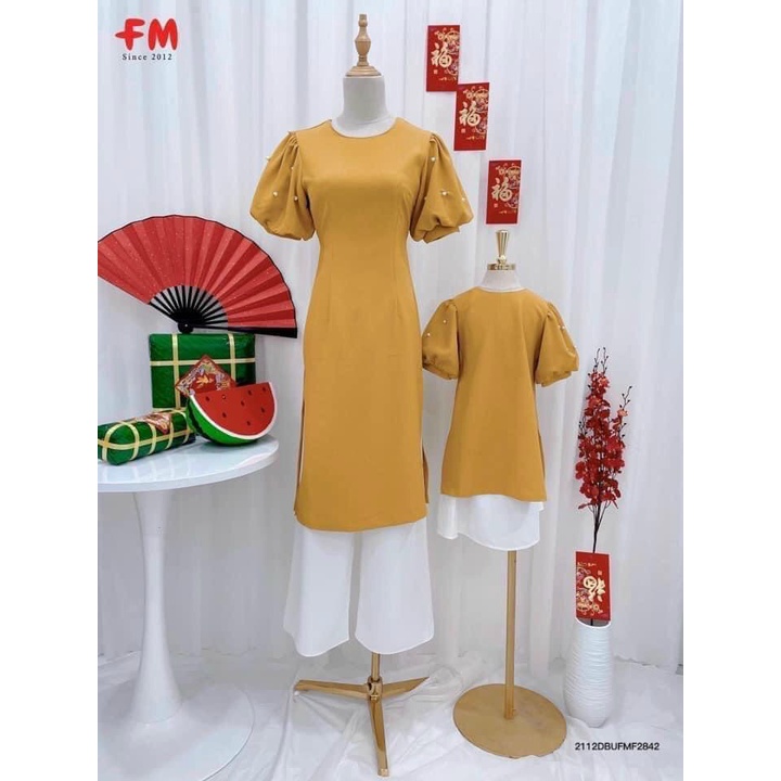 Áo dài mẹ và bé  tay bồng 2 tà duyên dáng,áo nữ đẹp,áo truyền thống,dài đẹp