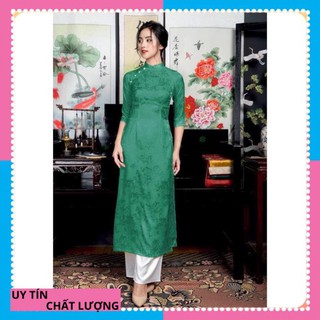 [ HÀNG CAO CẤP ] Áo dài truyền thống gấm xanh lá