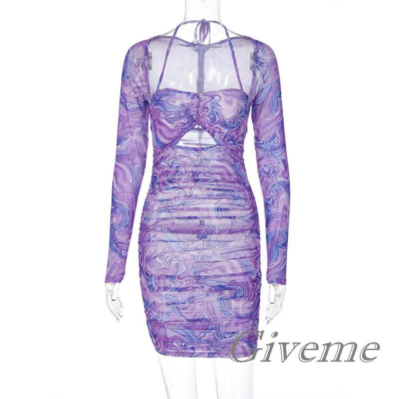 Đầm Hoa Tay Dài Dạng Quấn Thời Trang Dành Cho Nữ