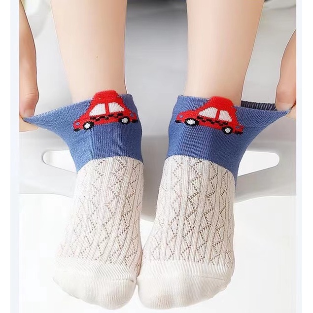 Vớ Cotton Mỏng Phối Lưới Hình Gấu Thời Trang Xuân Thu Cho Bé