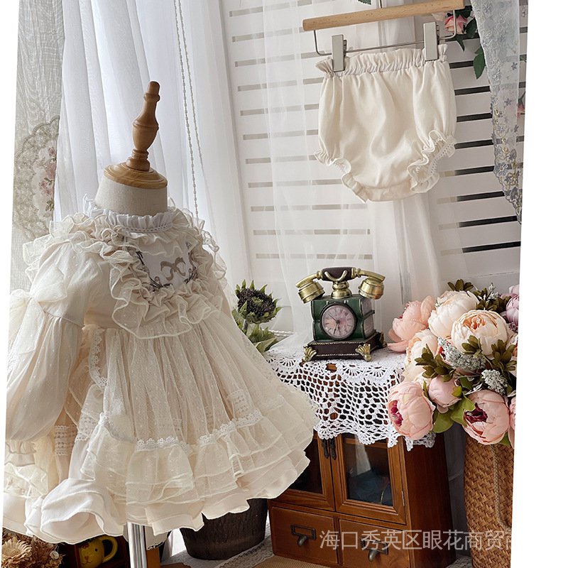 Đầm Công Chúa Tay Dài Phồng Phong Cách Lolita Thời Trang Thu Đông Cho Bé Gái