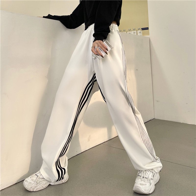 Quần suông ống rộng nữ quần sọc thể thao nam ống suông unisex SIB050