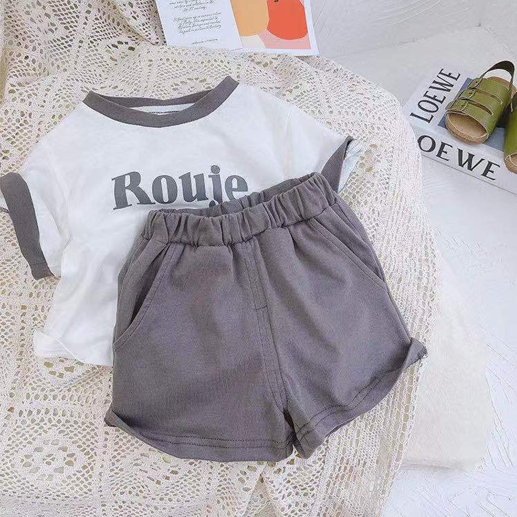 Bộ Cộc Tay In Chữ Rouje Paris, Quần Áo Cho Bé Trai Siêu Hot Cho Bé Từ 7-28kg - LILA KIDS