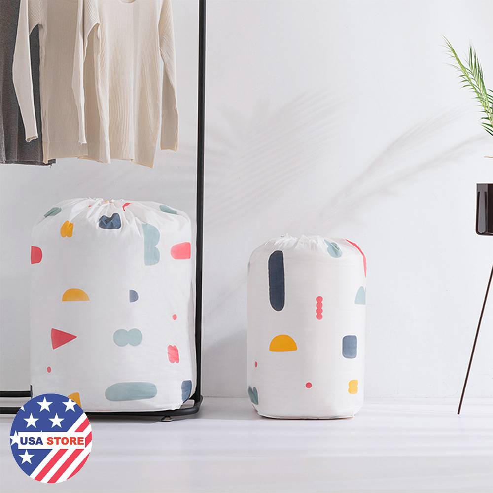 Túi Rút Đựng Chăn Decor Kiểu 2 32X70Cm - Túi Vải Hình Trụ Đựng Quần Áo, Mền Dây Rút, Hoa Văn Đẹp
