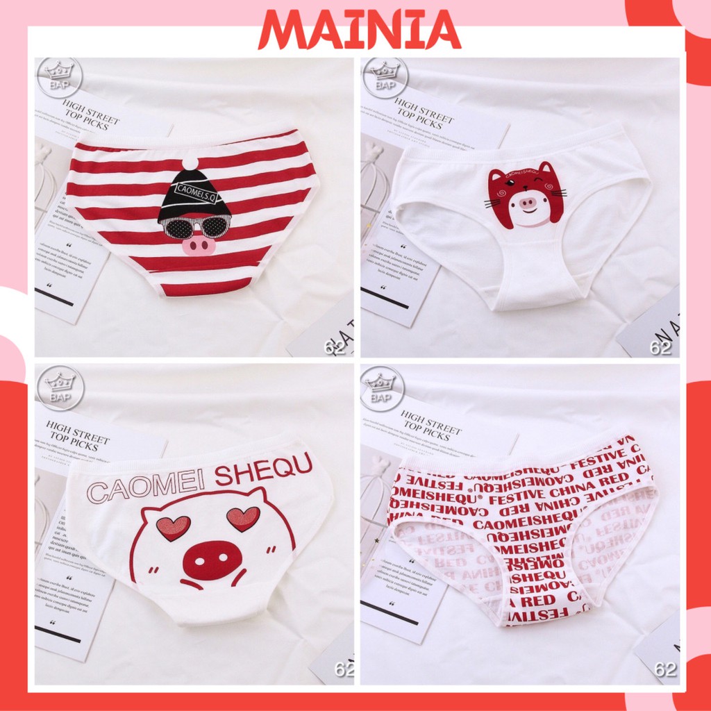 Quần Lót Nữ Cotton Hình Heo Màu Đỏ Quần Chip Nữ Siêu Dễ Thương Hàng Loại 1 Cao Cấp Bao Đẹp Mainia Shop