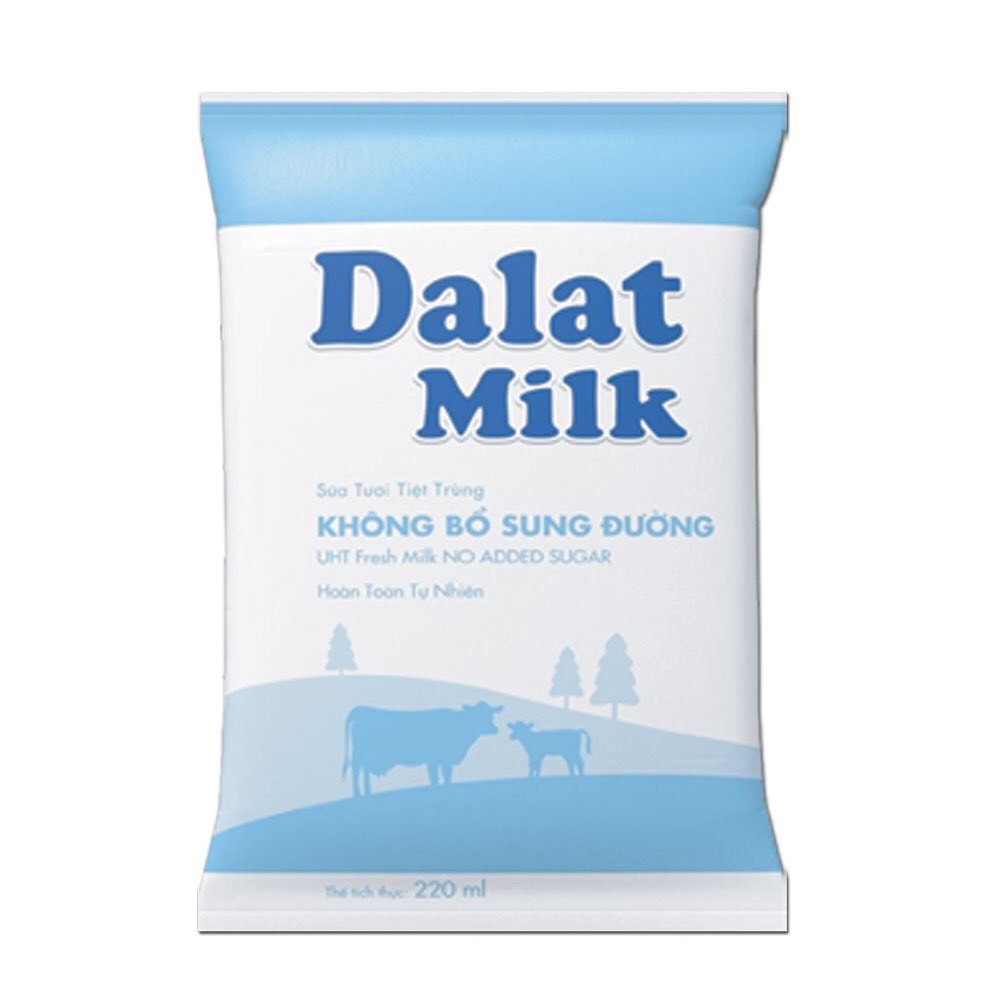 Thùng 48 bịch sữa Dalat Milk có đường/ít đường/không đường bịch 220ml