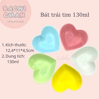 Chén bát ăn dặm hình trái tim - cỡ trung 130ml và mini 40ml - sứ cao cấp an toàn cho bé - có video mô tả