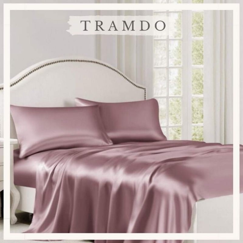 Bộ Chăn ga gối lụa cao cấp - Chăn ga giường sang trọng - TRAMDO BEDDING - Màu Hồng Nude