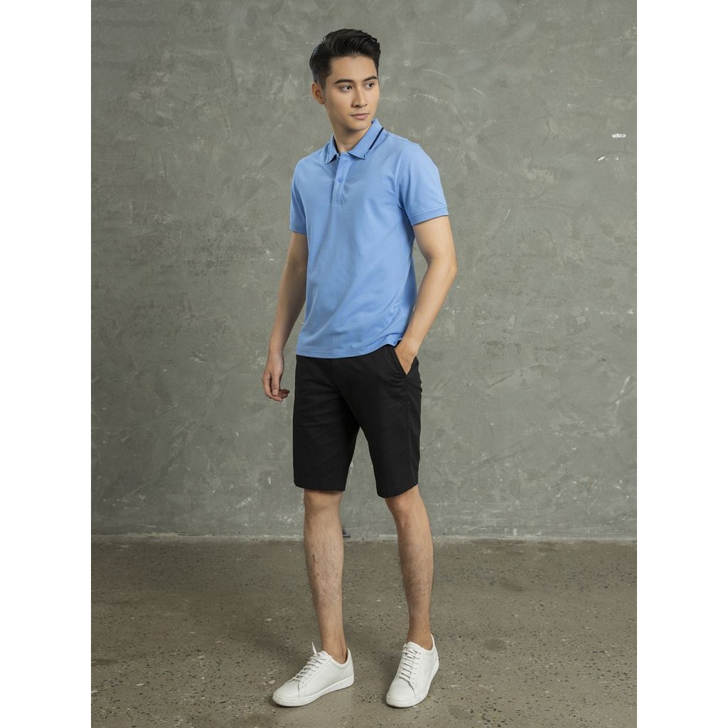 Áo Thun Nam Tay Ngắn Có Cổ Aristino APS063S1 Màu Xanh Biển 103 Chất Liệu Cotton Dáng Regular Fit