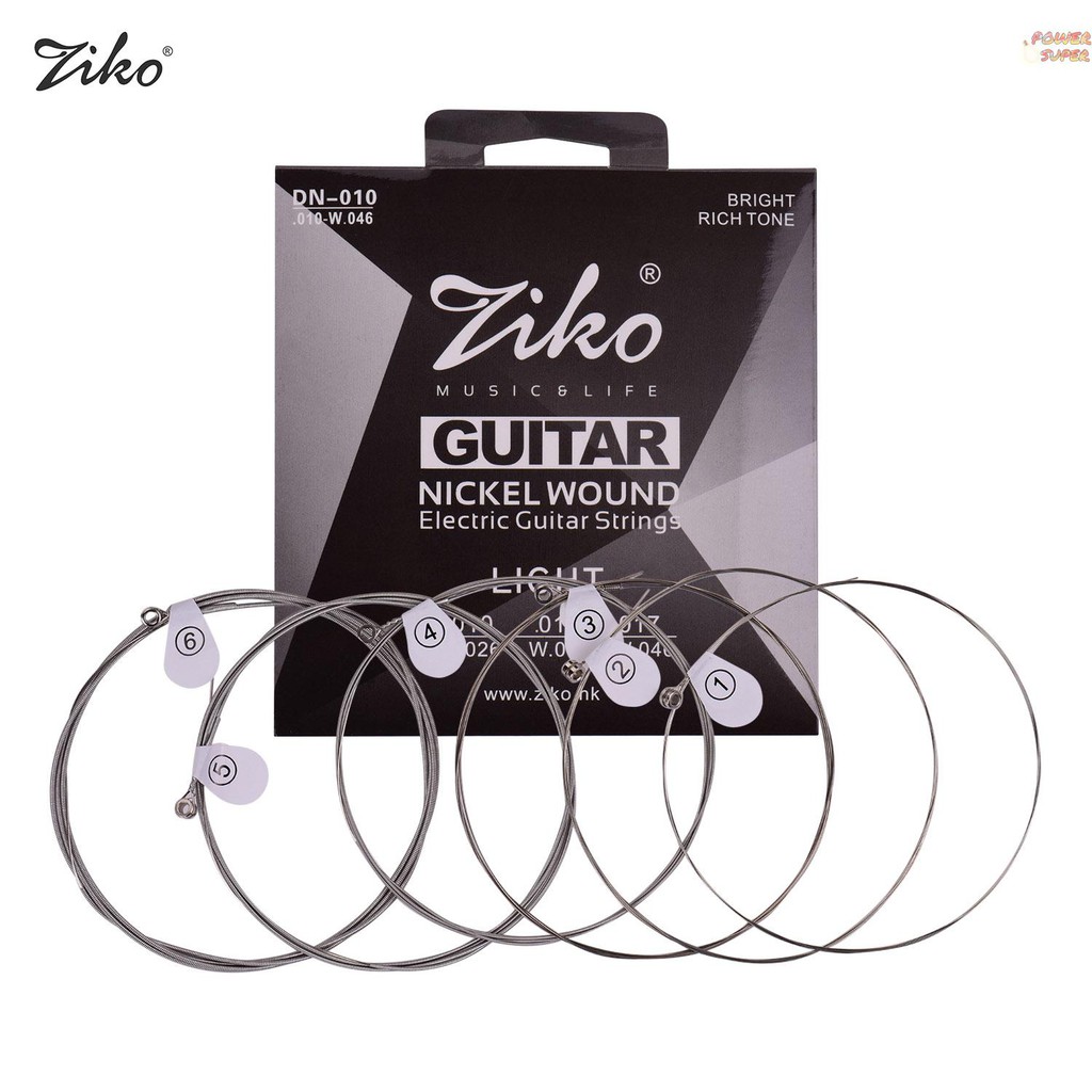 PSUPER ZIKO DN-010 Normal Light Guitar Strings for Electric Guitars Hexagonal Core Namo Coating Nickel Winding 6pcs Strings Set