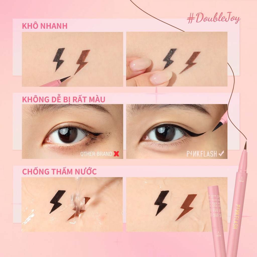 Kẻ mắt nước PINKFLASH nhanh khô chống thấm nước đầu siêu nhỏ 0.01mm