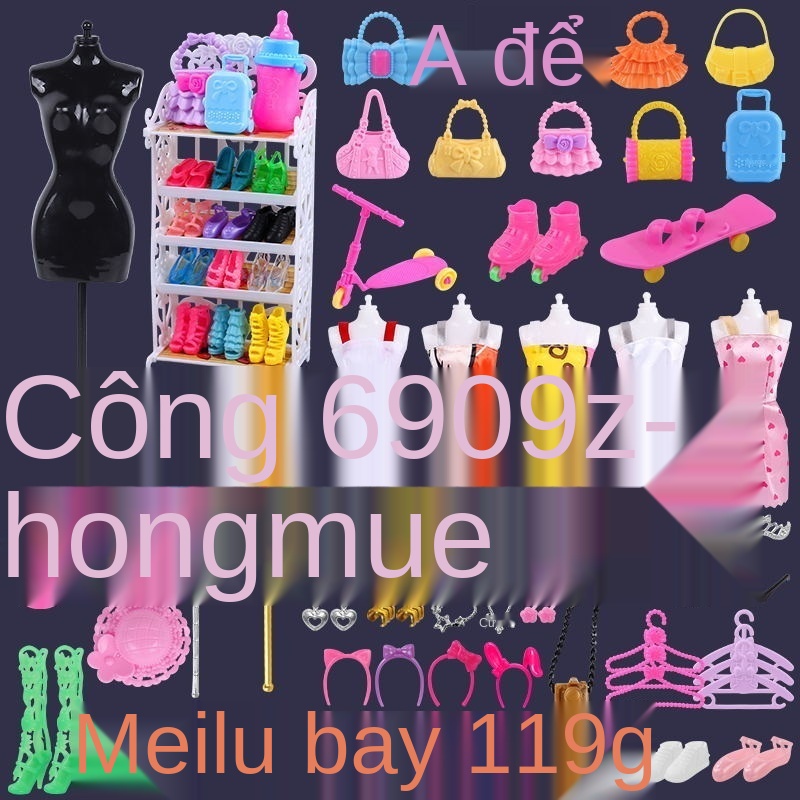B Búp bê barbie set nữ công chúa trẻ em đồ chơi quần áo váy quà tặng sinh nhật nhà